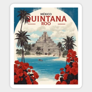 Quintana Roo Mexico Vintage Poster Tourism Sticker